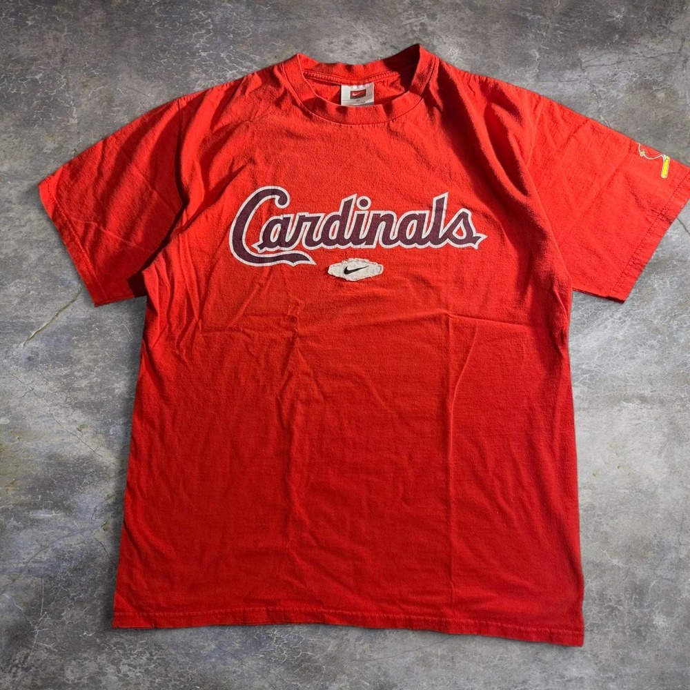 Nike St Louis Cardinals Red T-Shirt Mens Medium MLB Baseball Script Swoosh Tee